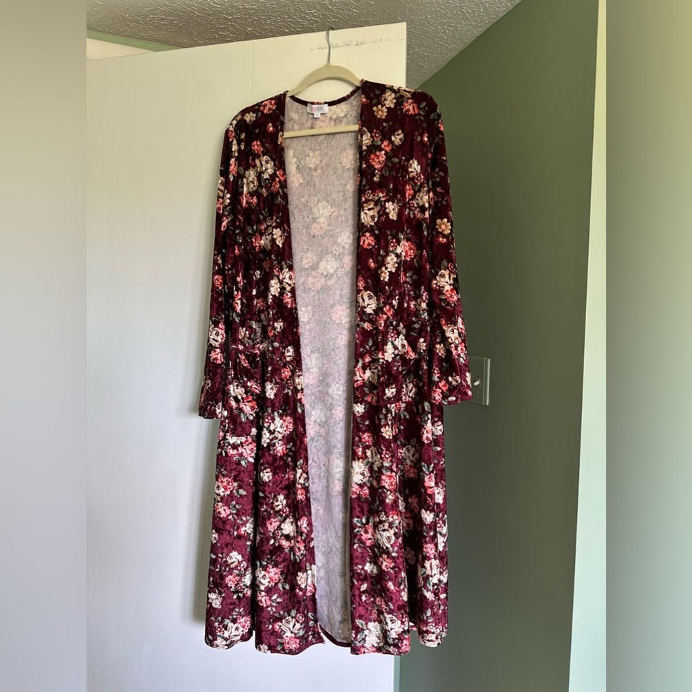 Lularoe sarah duster cardigan size xl velvet